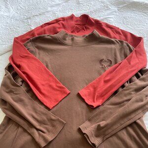Lot Of Blair Size Large L  Mock Neck Long Sleeves brown burnt orange fall women